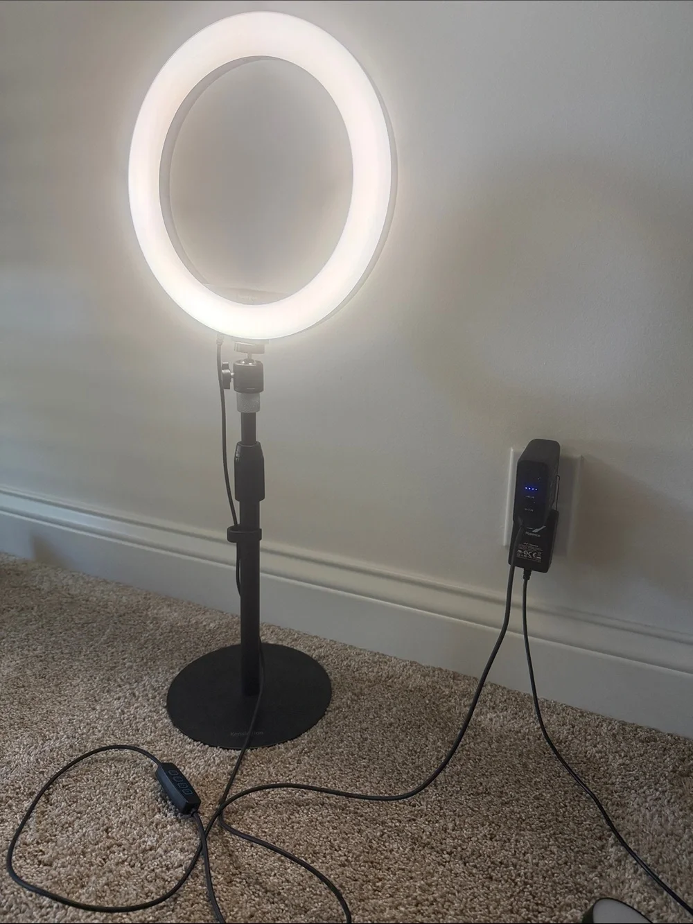 Telescoping Ring LED Light Desk Stand - Black/White- Kensington